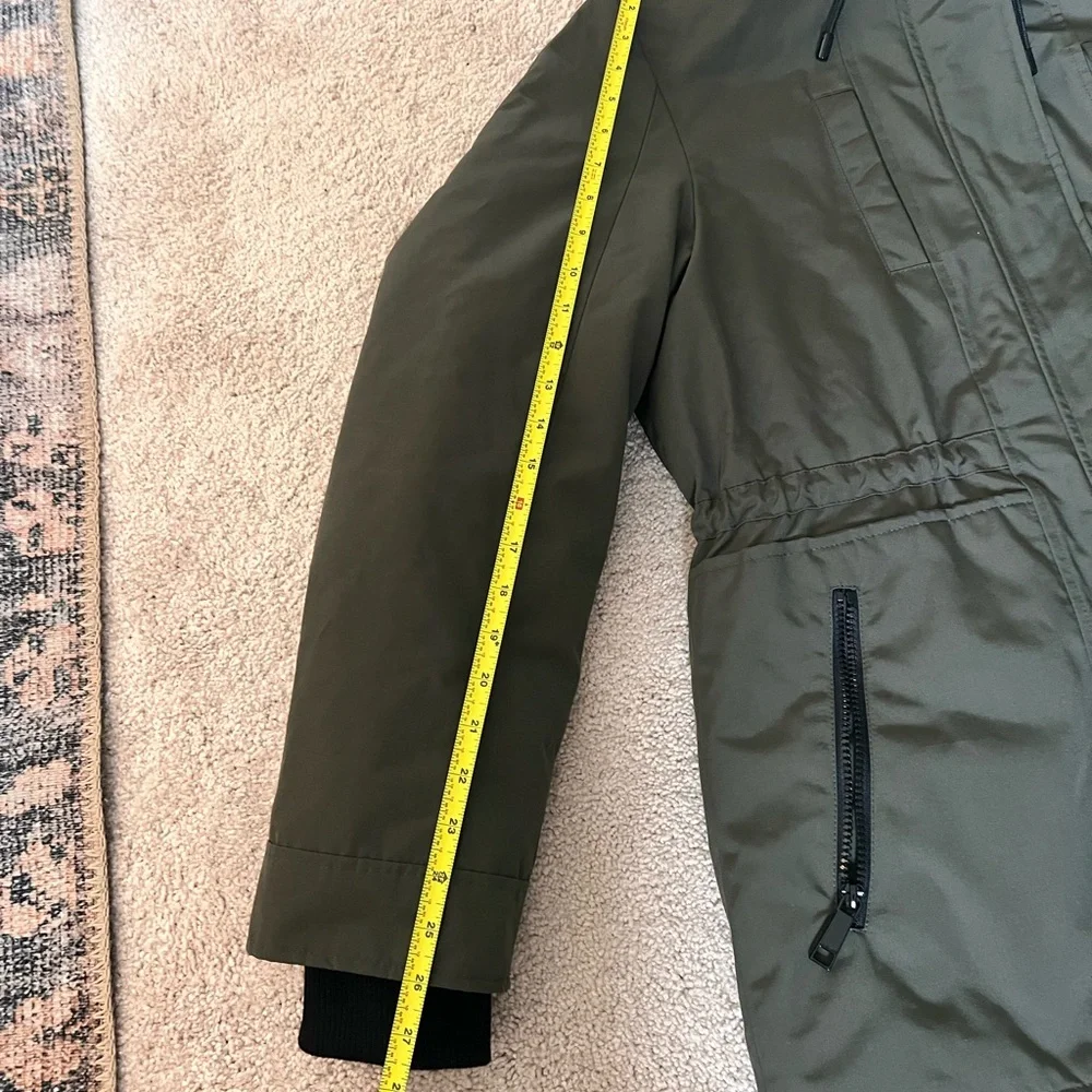 Nine West Fur Trim Hooded Parka Coat Green - Picture 12 of 12